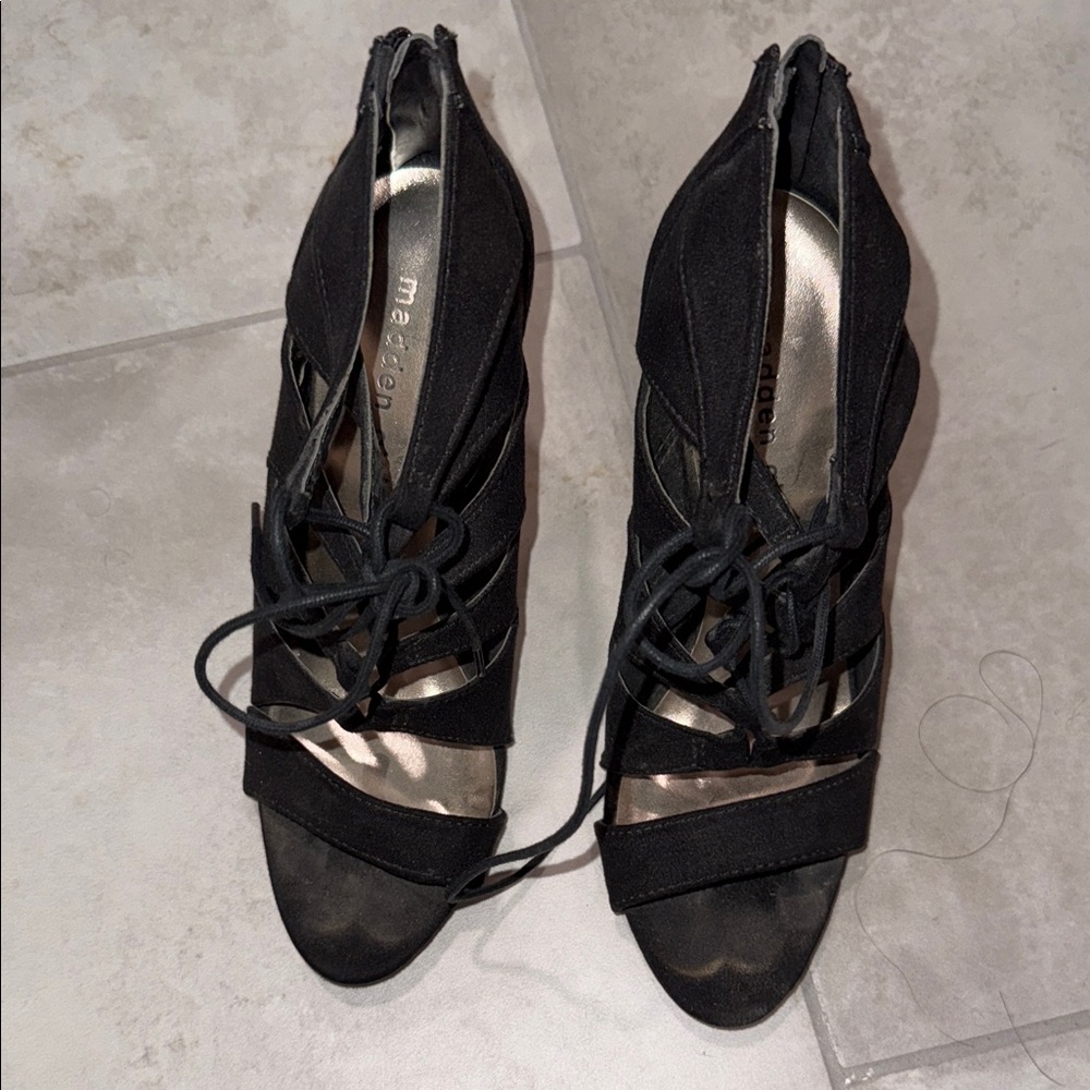Madden Girl Black Lace-Up Heels